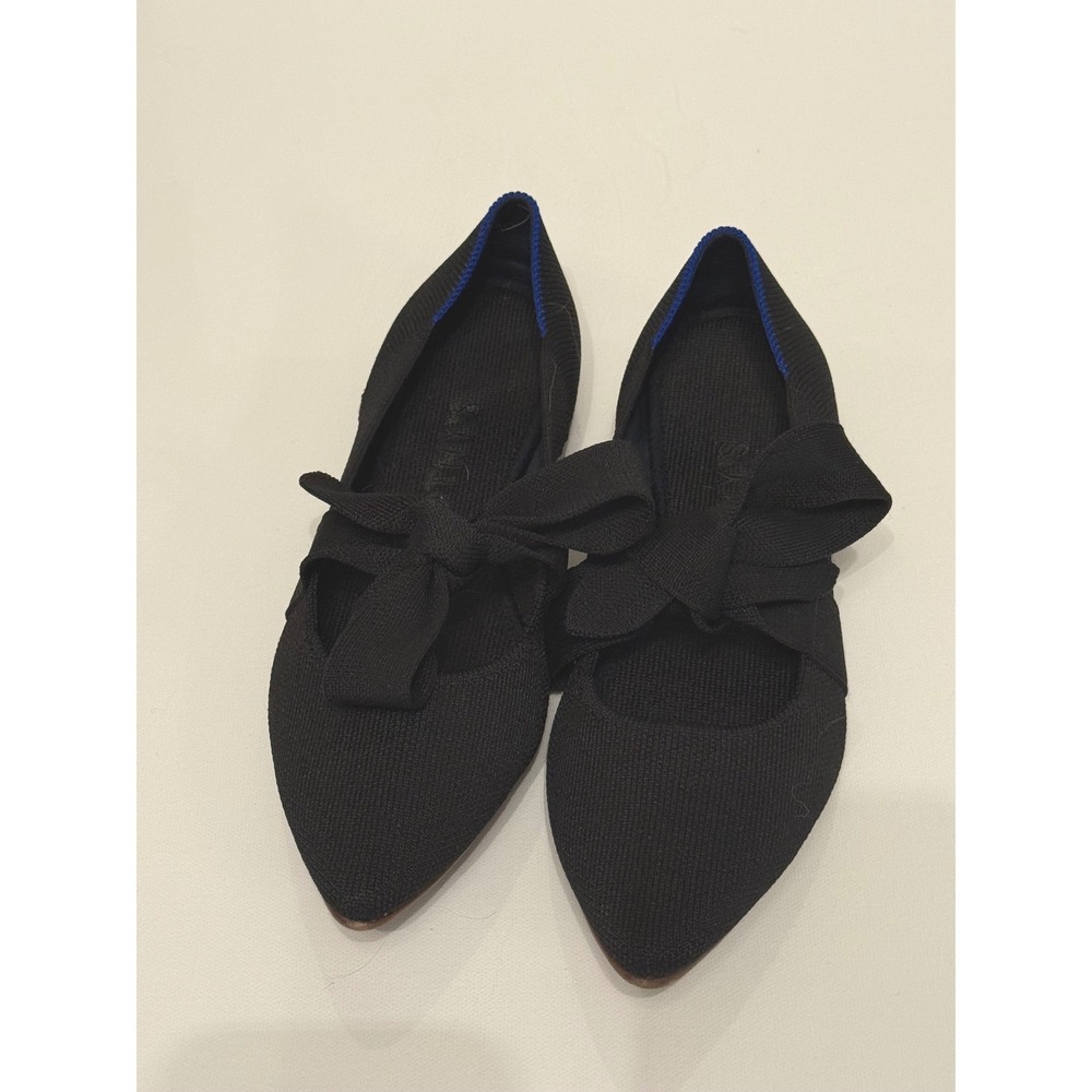 Rothy's The Point Black Bow Pointed Toe Ballet Flats Women's Size 8